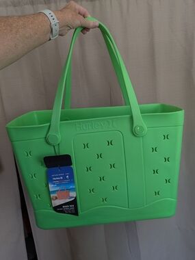 Hurley Bright Green Perforated Beach Tote